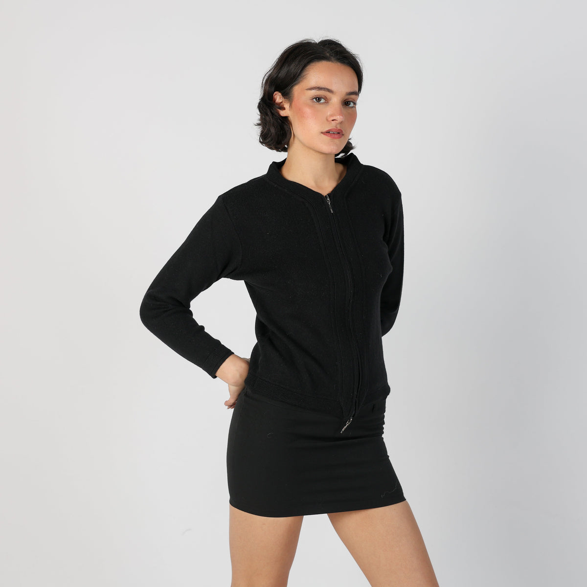 Black Y2K Made in Italy Knitted Jumper Merino Wool (S)