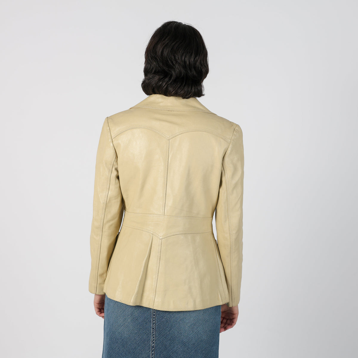 Cream 90s Leather Jacket (S)