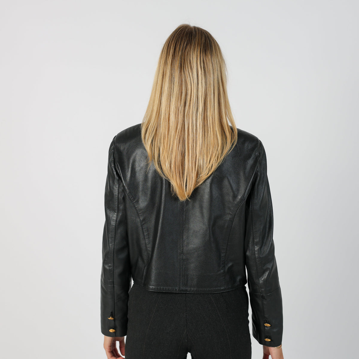 Black Y2K Fleur de Peau Leather Jacket (M)