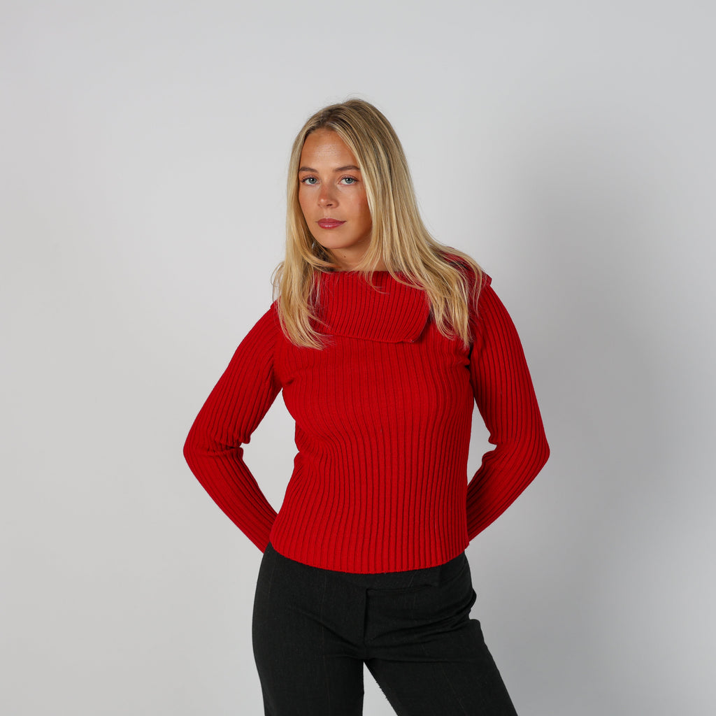 Red Y2K Made in Italy Knitted Jumper (S)