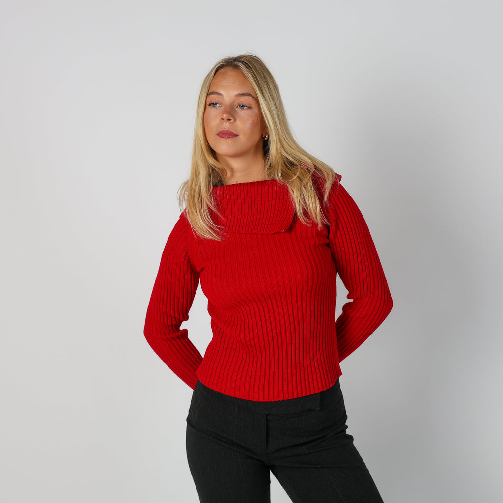 Red Y2K Made in Italy Knitted Jumper (S)