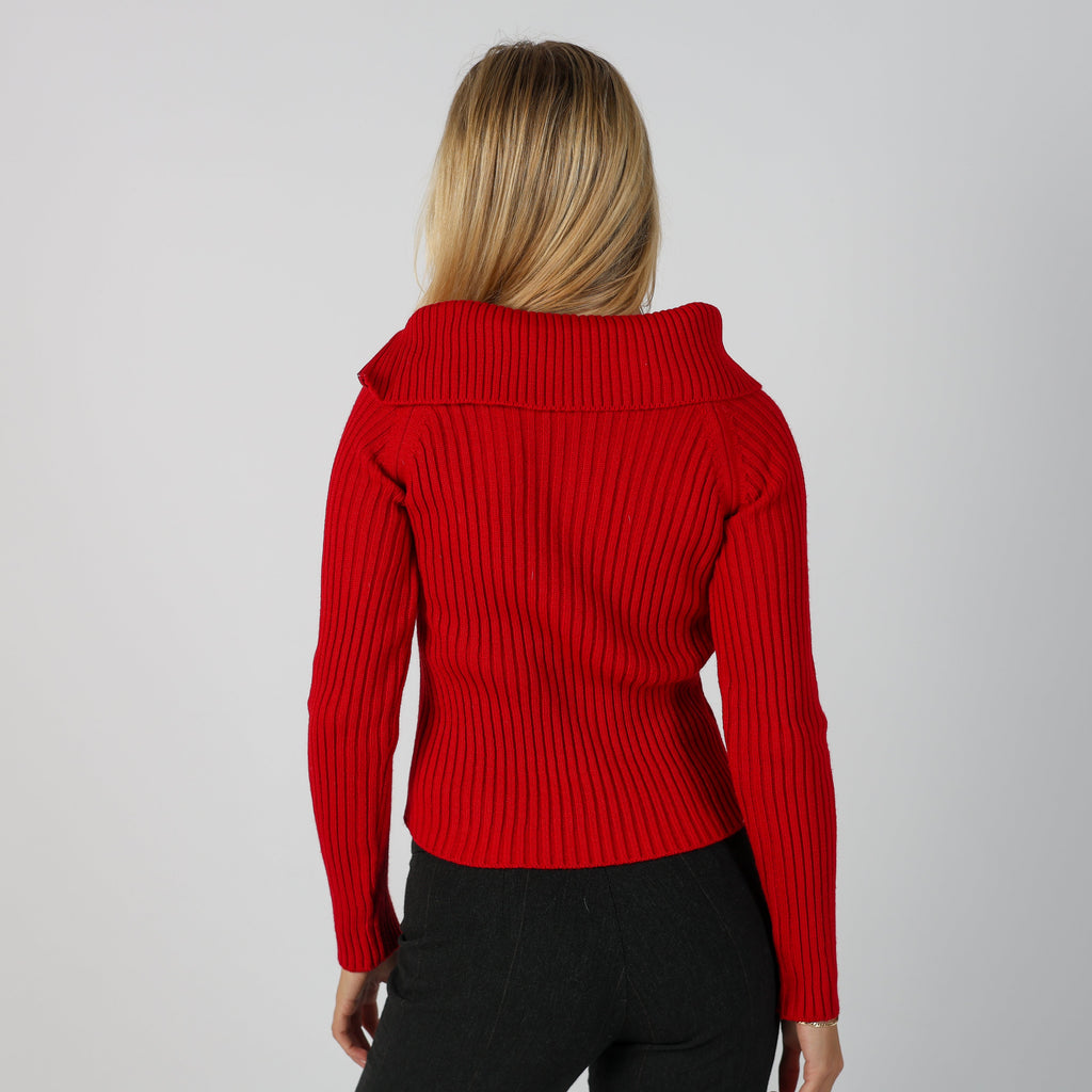 Red Y2K Made in Italy Knitted Jumper (S)