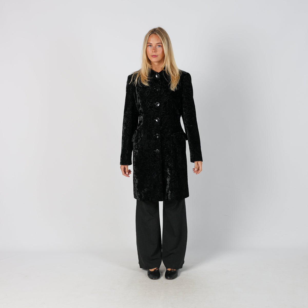 Black Y2K Fabio Ferretti Coat Velvet (M)