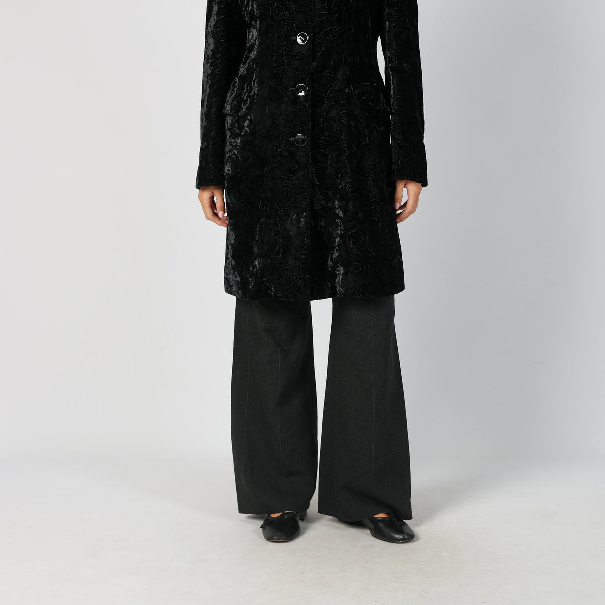 Black Y2K Fabio Ferretti Coat Velvet (M)