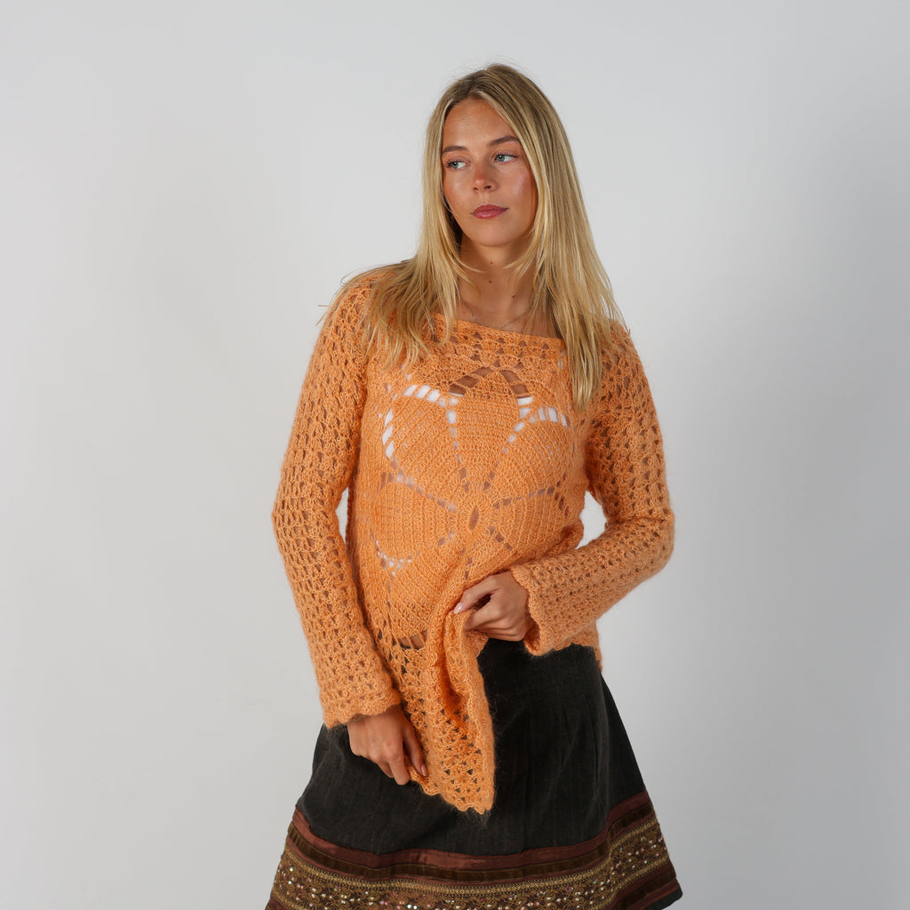 Orange Y2K Knitted Jumper (M)