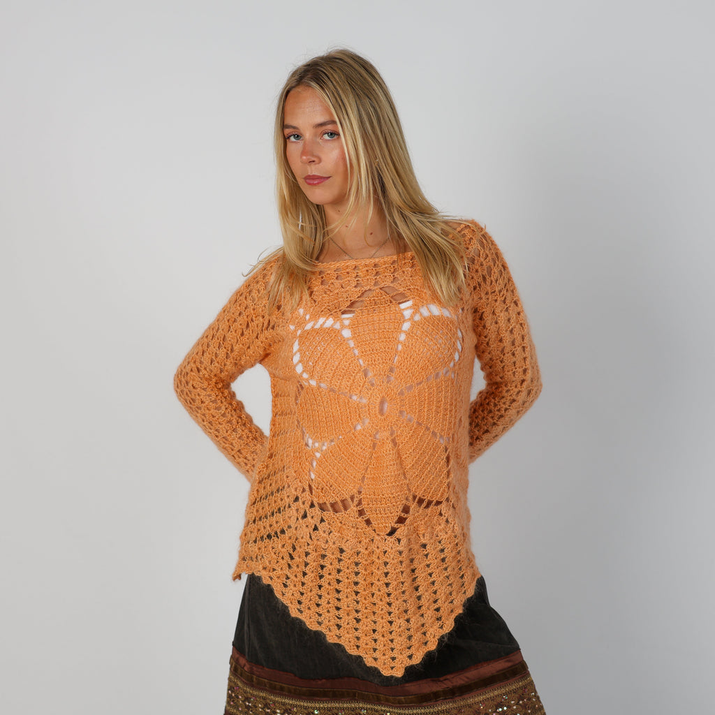 Orange Y2K Knitted Jumper (M)