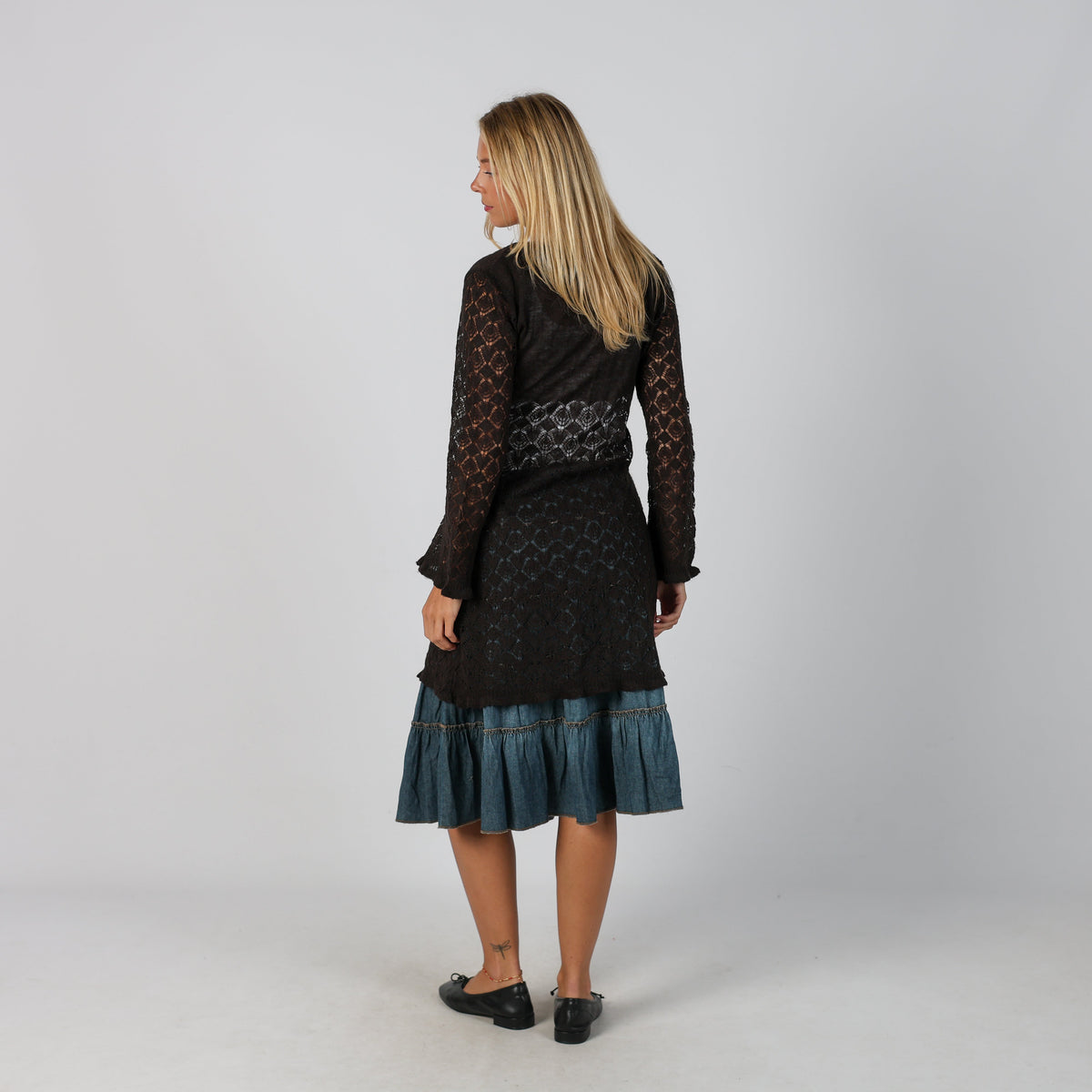 Brown Y2K Street One Lace Cardigan (M)