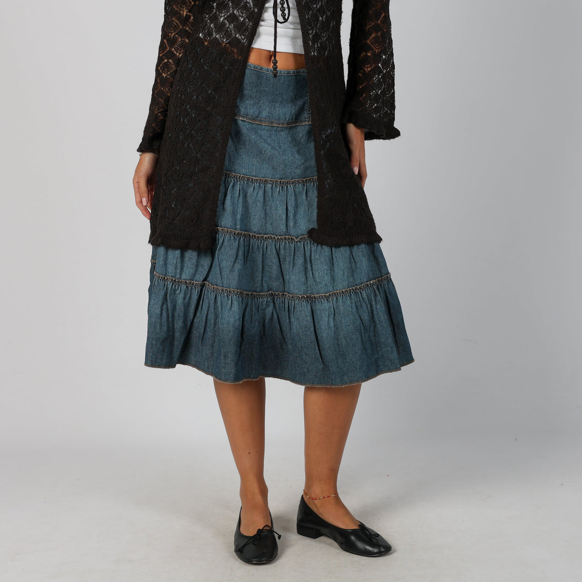 Brown Y2K Street One Lace Cardigan (M)
