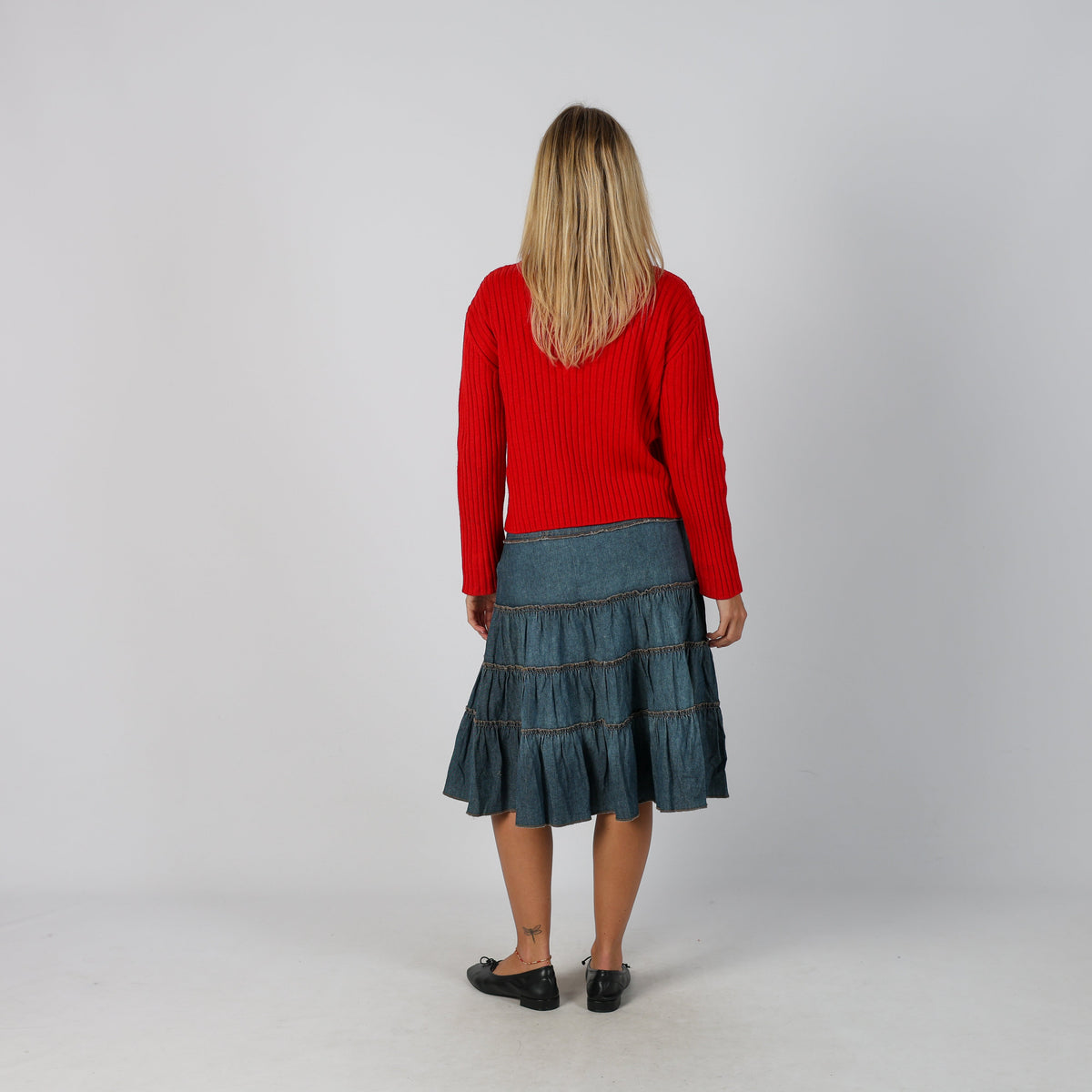 Blue Y2K Promod Denim Midi Skirt (S)