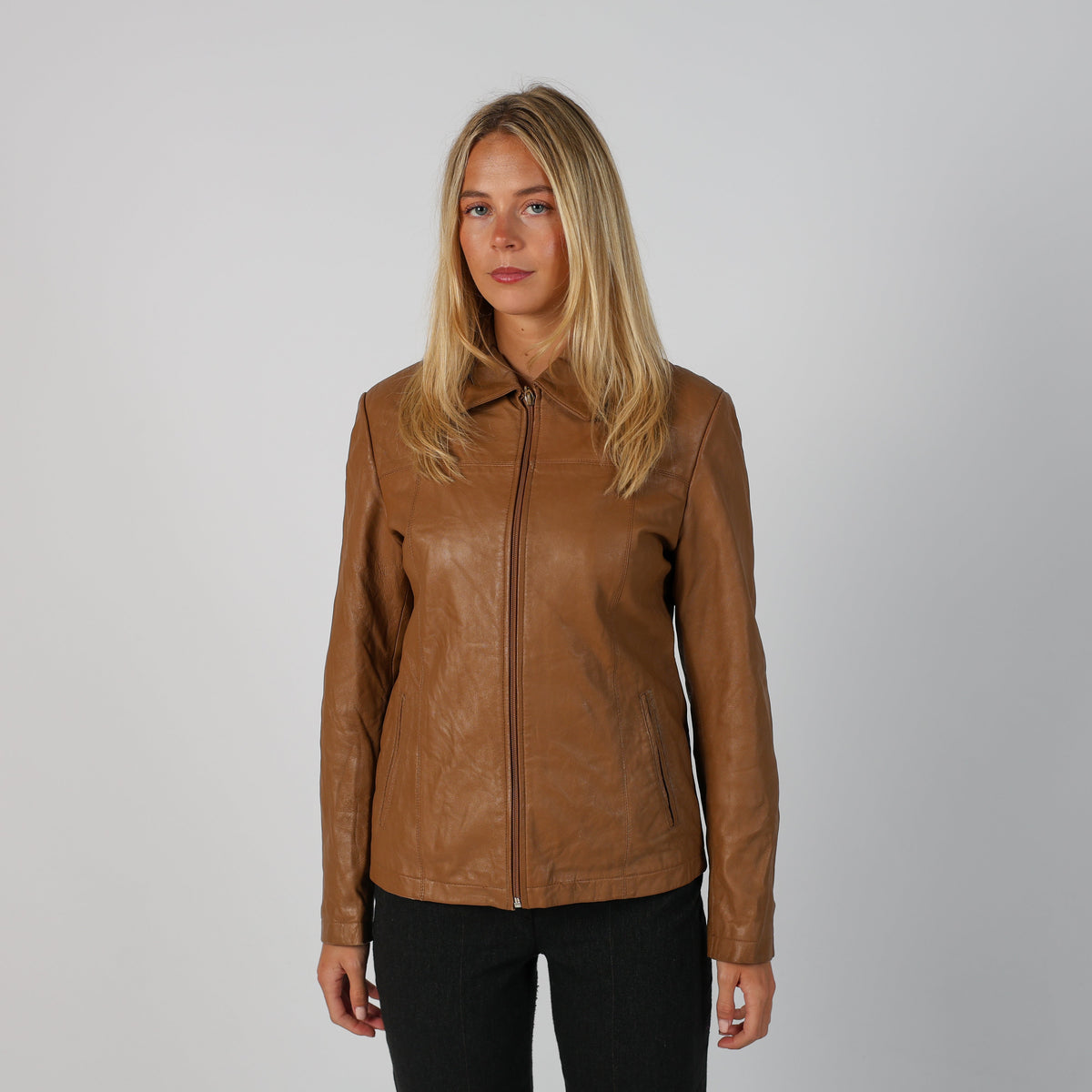 Tan Y2K Made in Italy Leather Jacket (S)