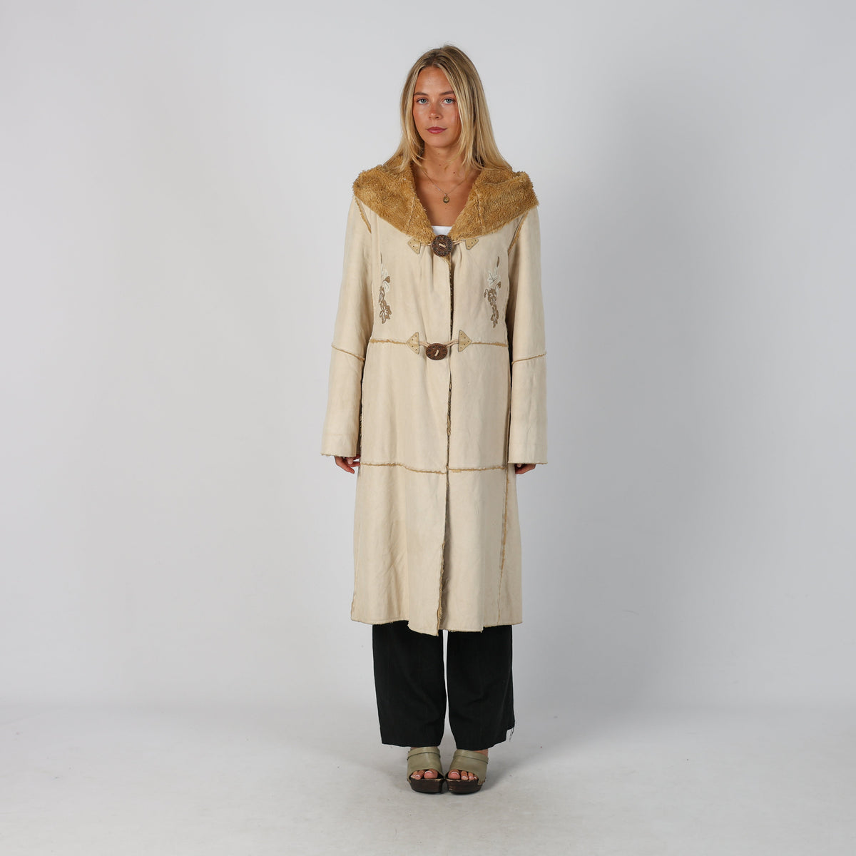 Beige Y2K Rinascimento Afghan Coat (M)