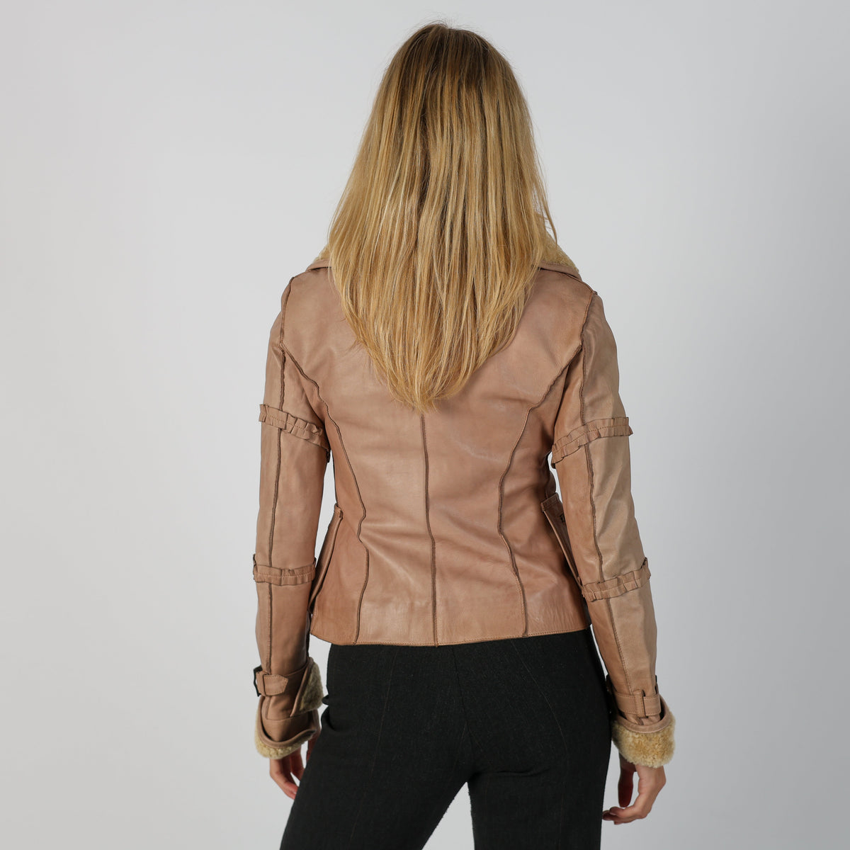 Beige Y2K Leather Jacket (M)