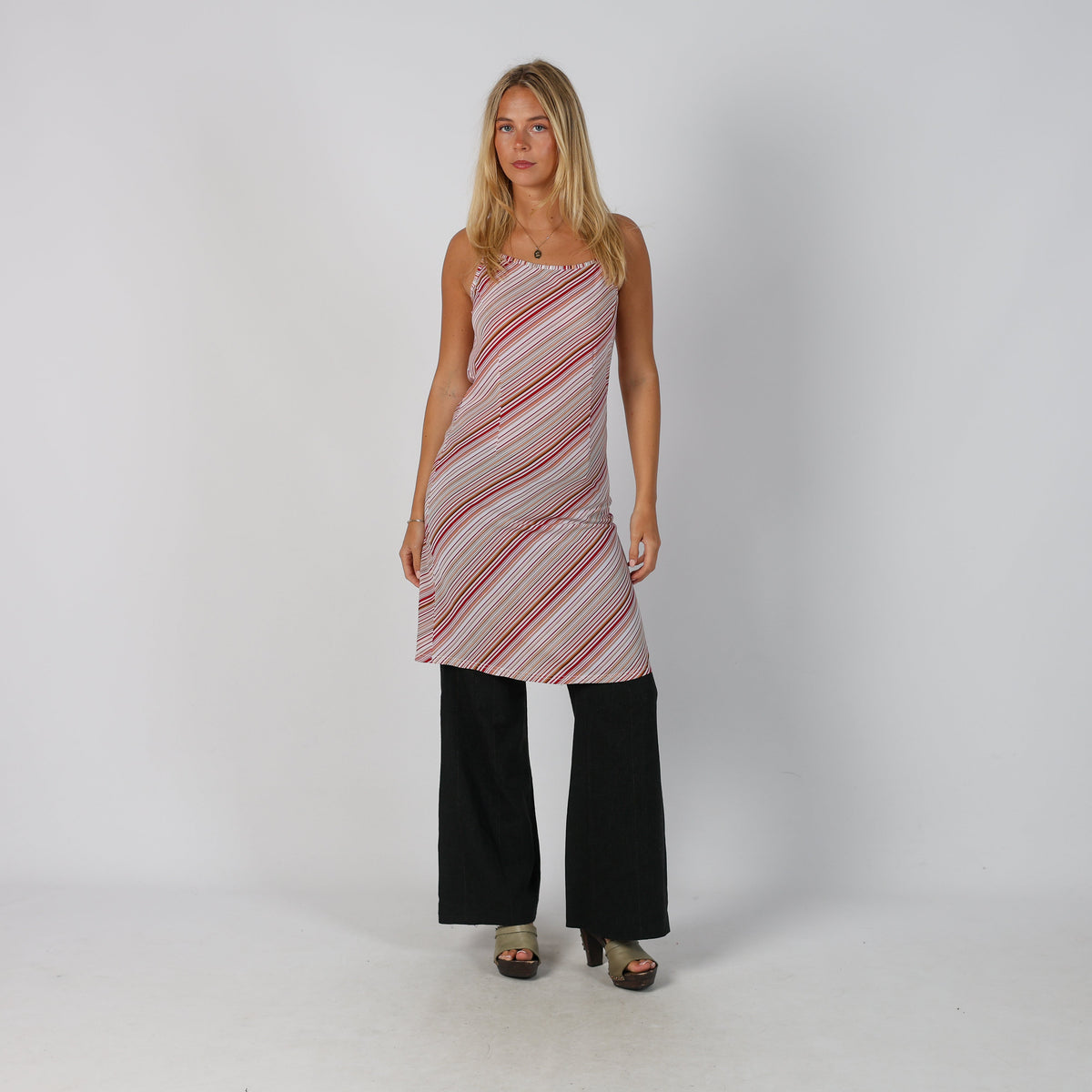 White Y2K Made in Italy Slip Dress semi sheer (S)