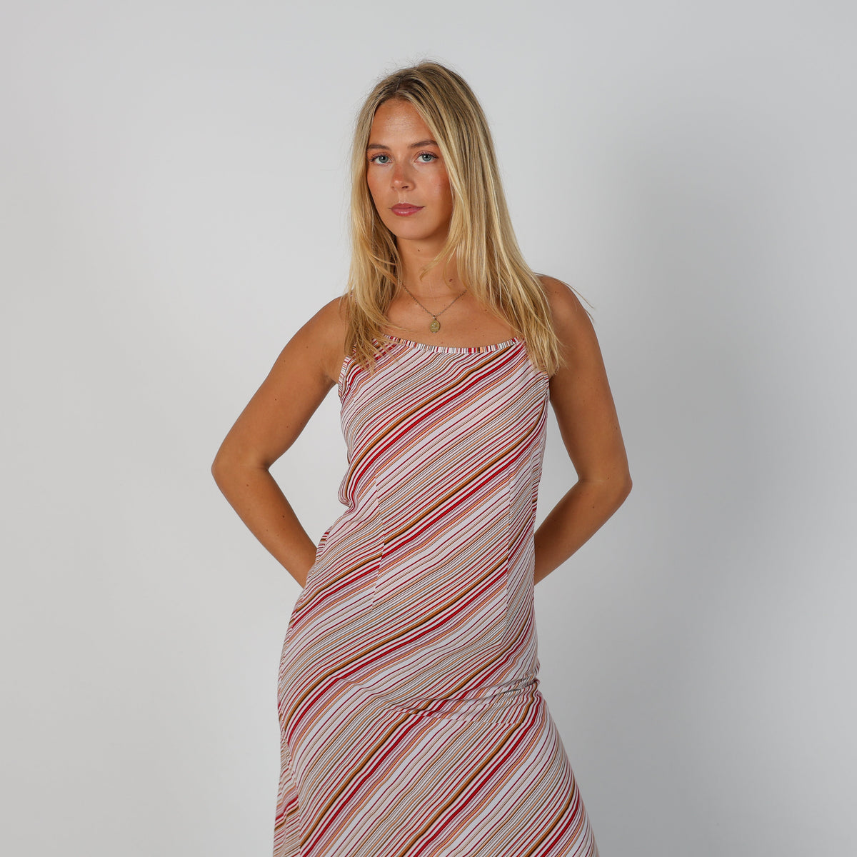 White Y2K Made in Italy Slip Dress semi sheer (S)