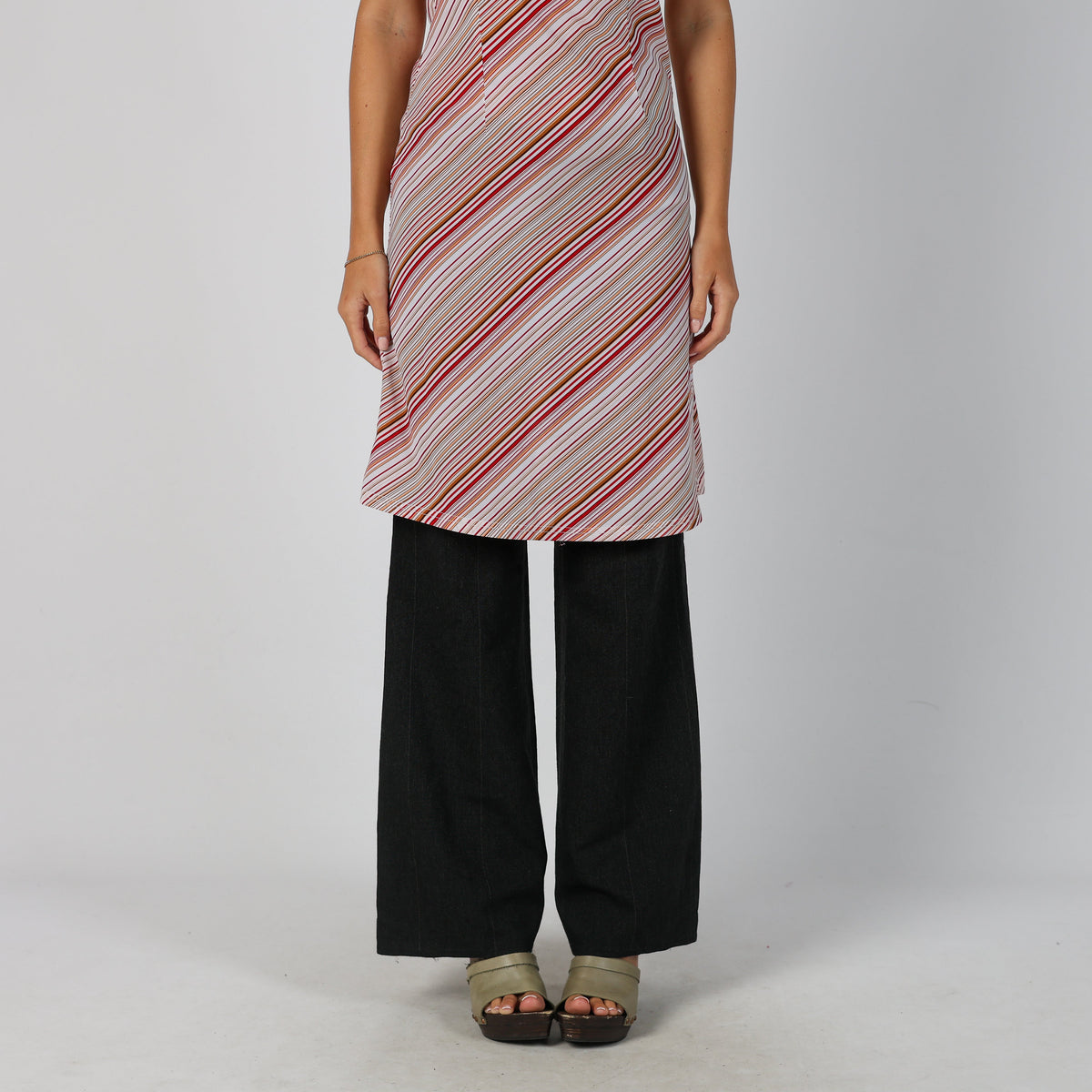 White Y2K Made in Italy Slip Dress semi sheer (S)