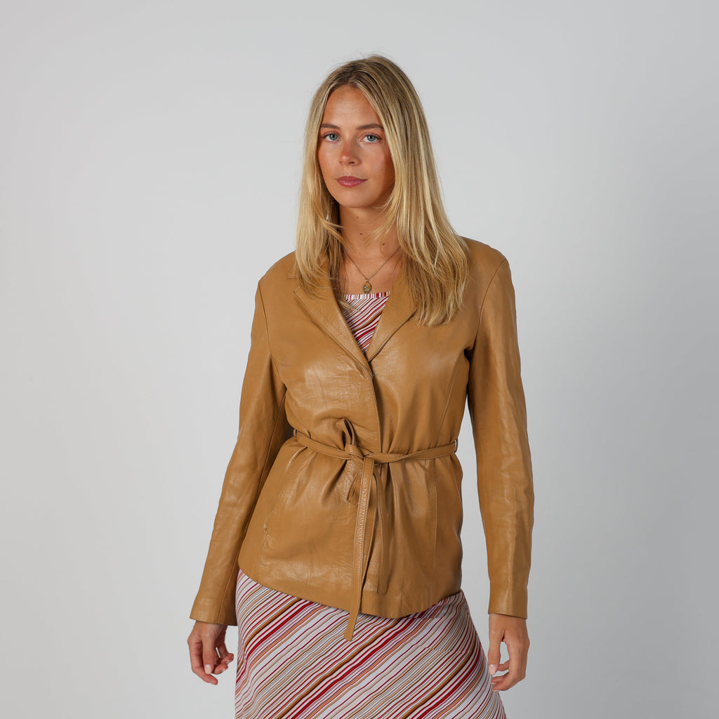 Beige Y2K Pride Leather Jacket (M)