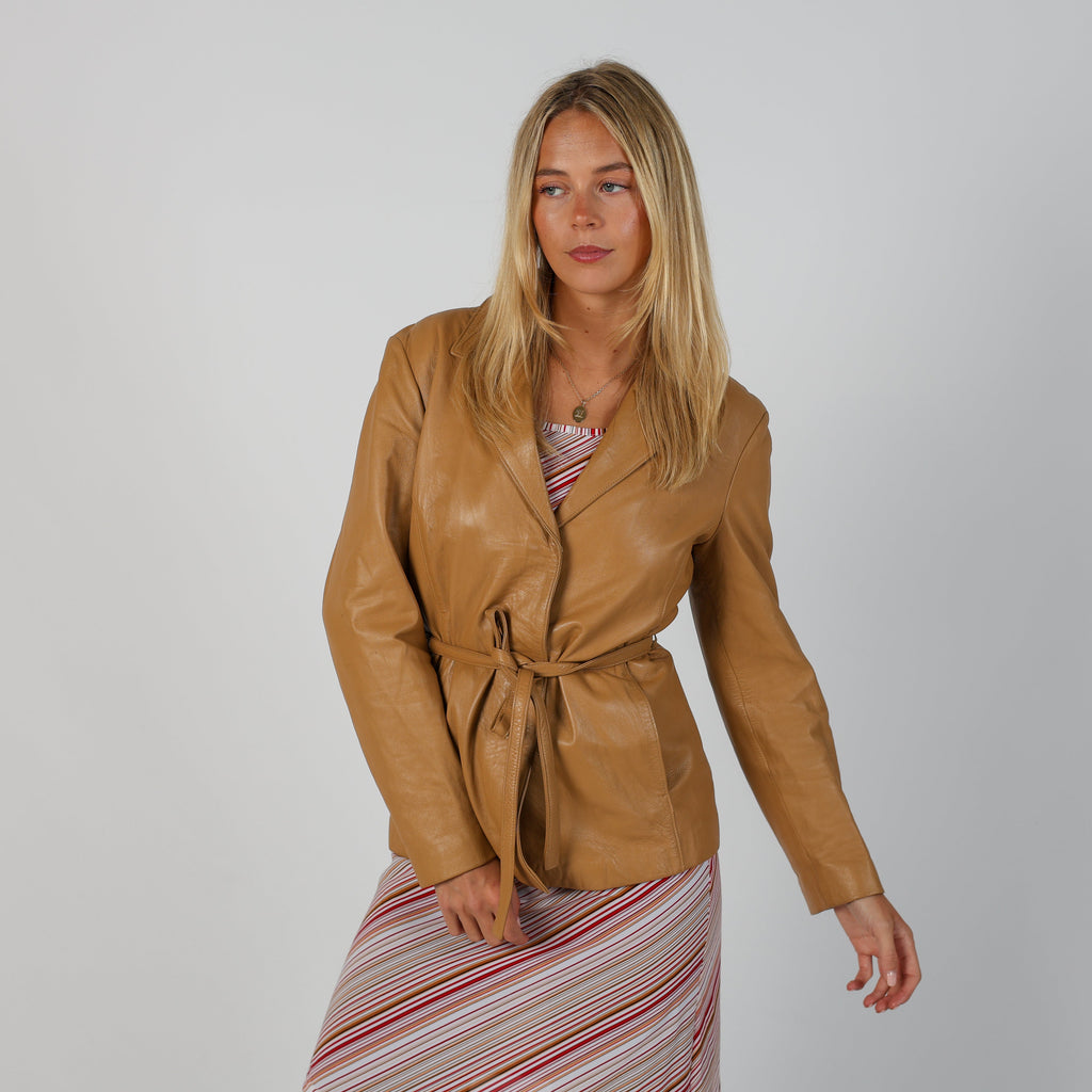Beige Y2K Pride Leather Jacket (M)