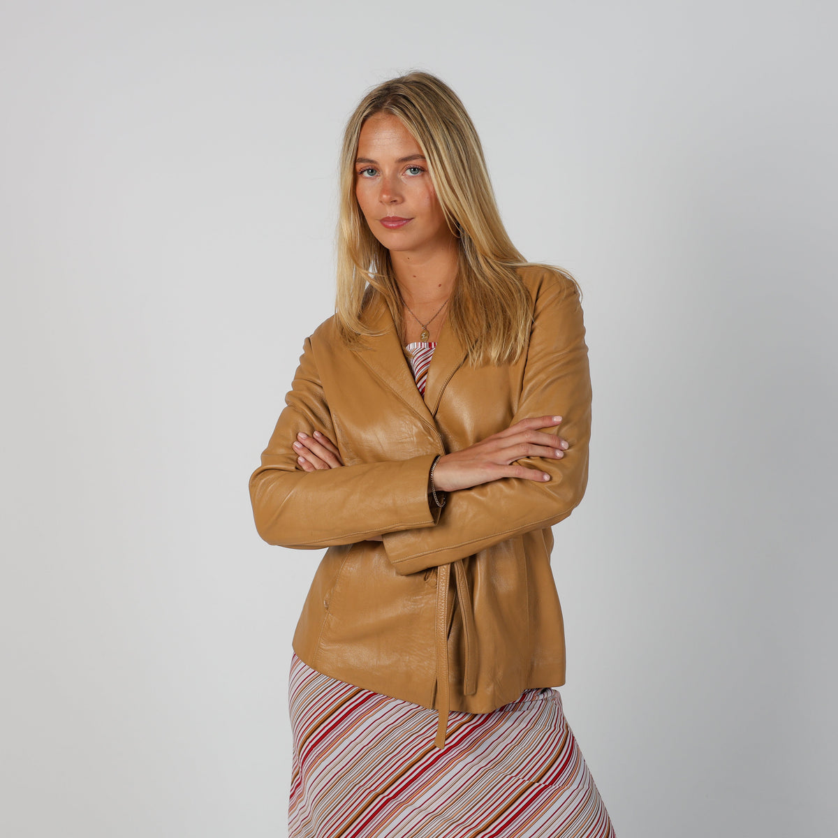 Beige Y2K Pride Leather Jacket (M)