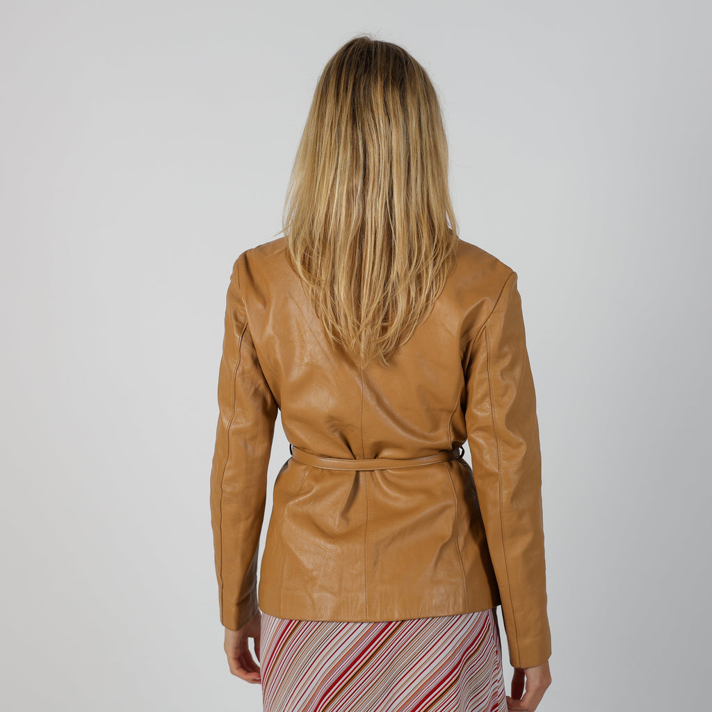 Beige Y2K Pride Leather Jacket (M)