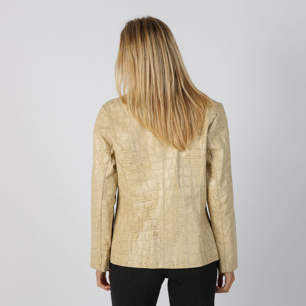 Cream Y2K Made in Italy Leather Jacket (M)