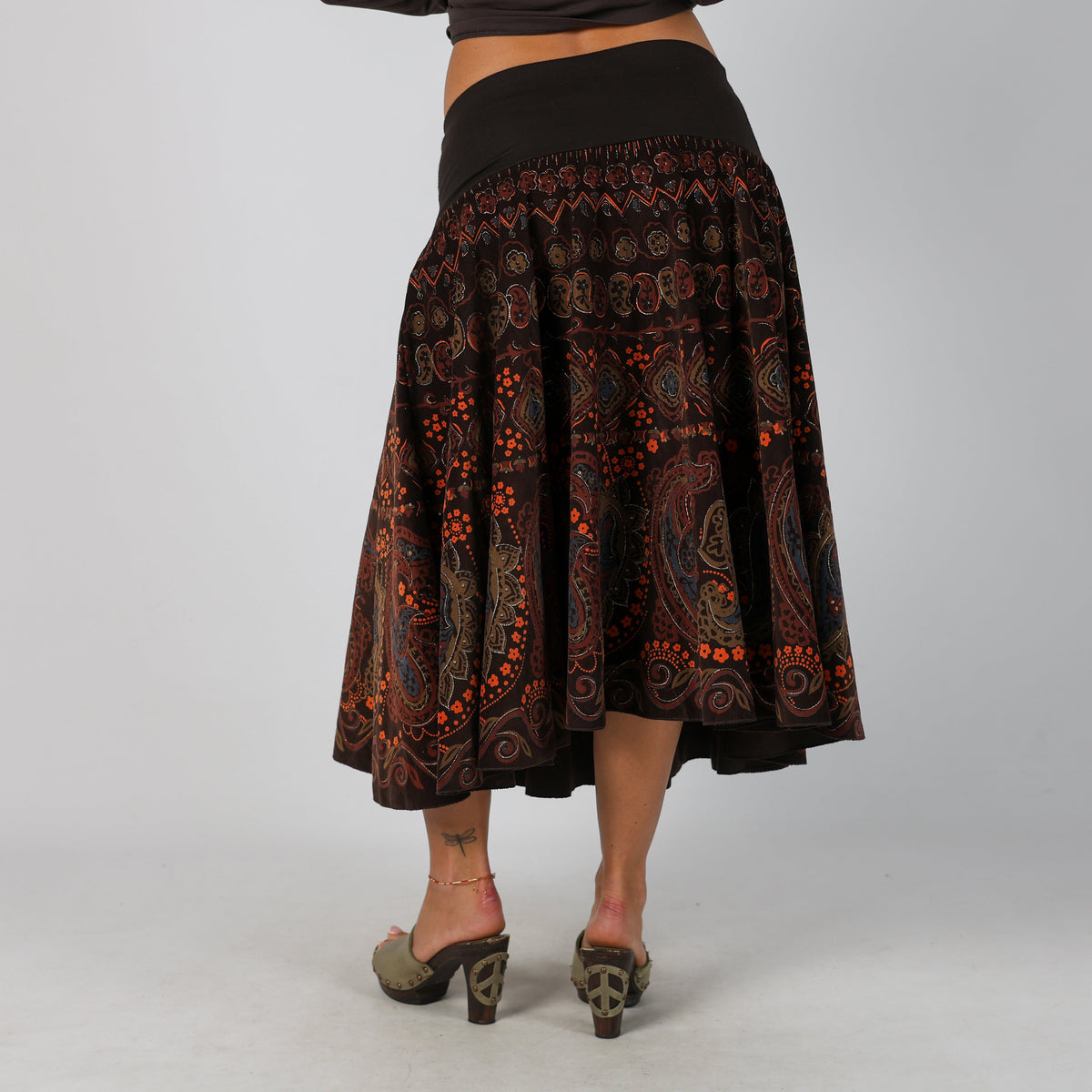 Brown Y2K Woven Maxi Skirt (XS)