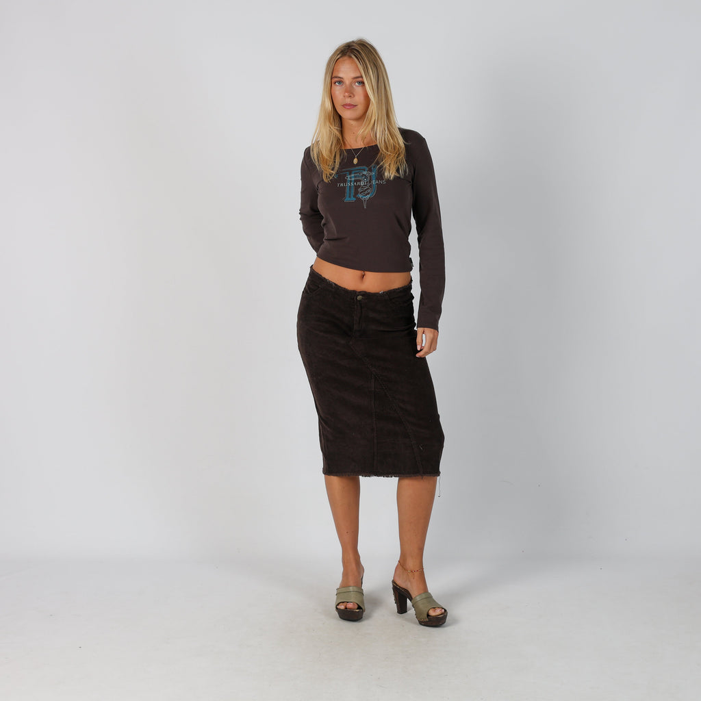 Brown Y2K Cord Skirt (S)