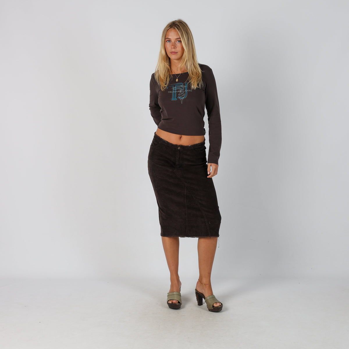 Brown Y2K Cord Skirt (S)