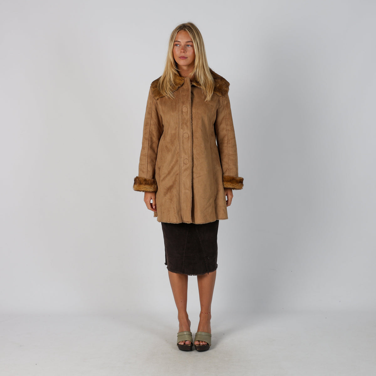 Beige Y2K Project Afghan Coat (M)