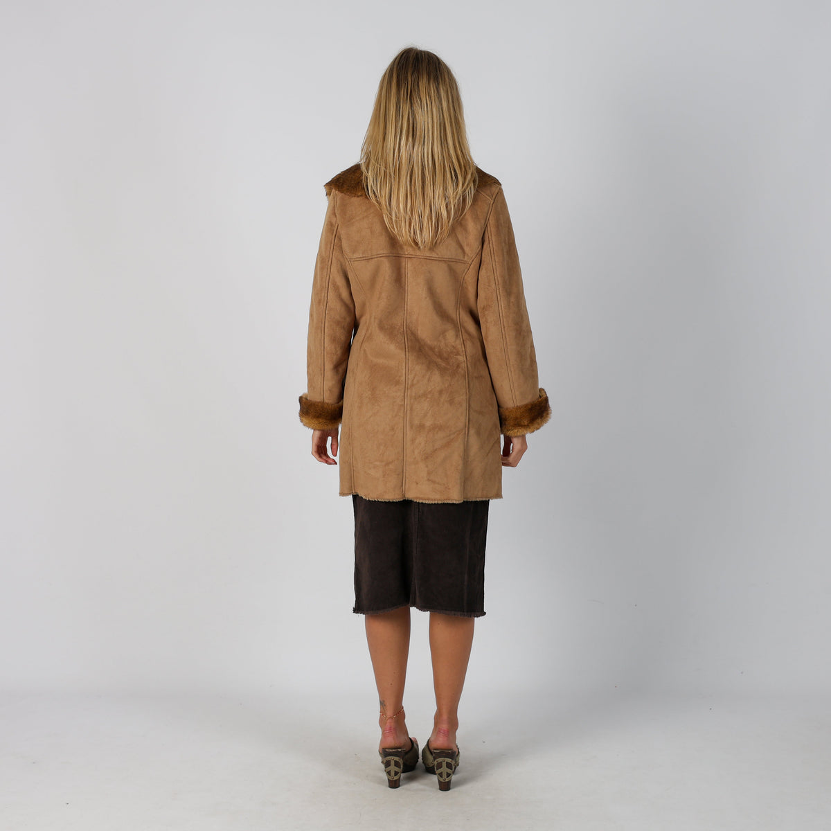 Beige Y2K Project Afghan Coat (M)