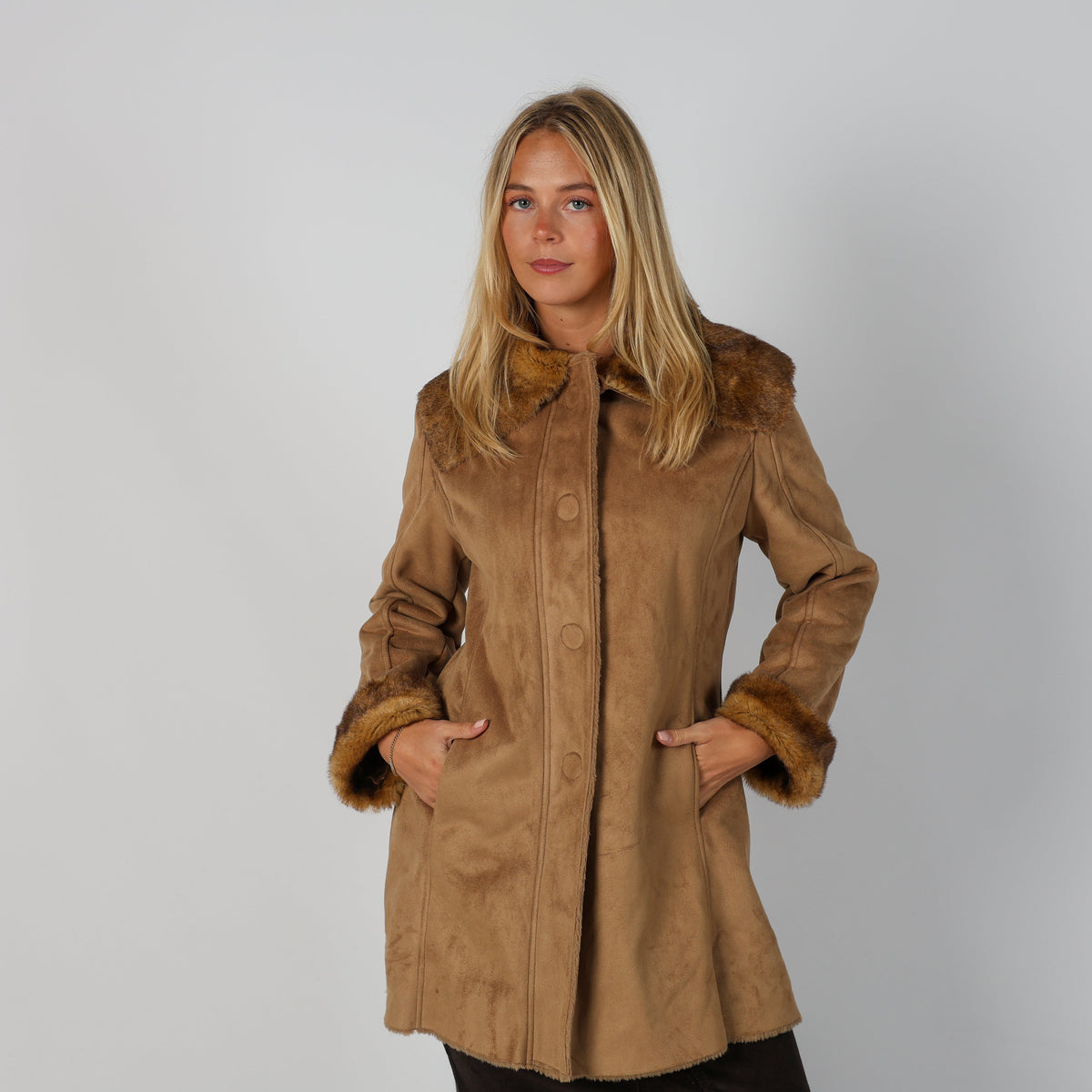 Beige Y2K Project Afghan Coat (M)