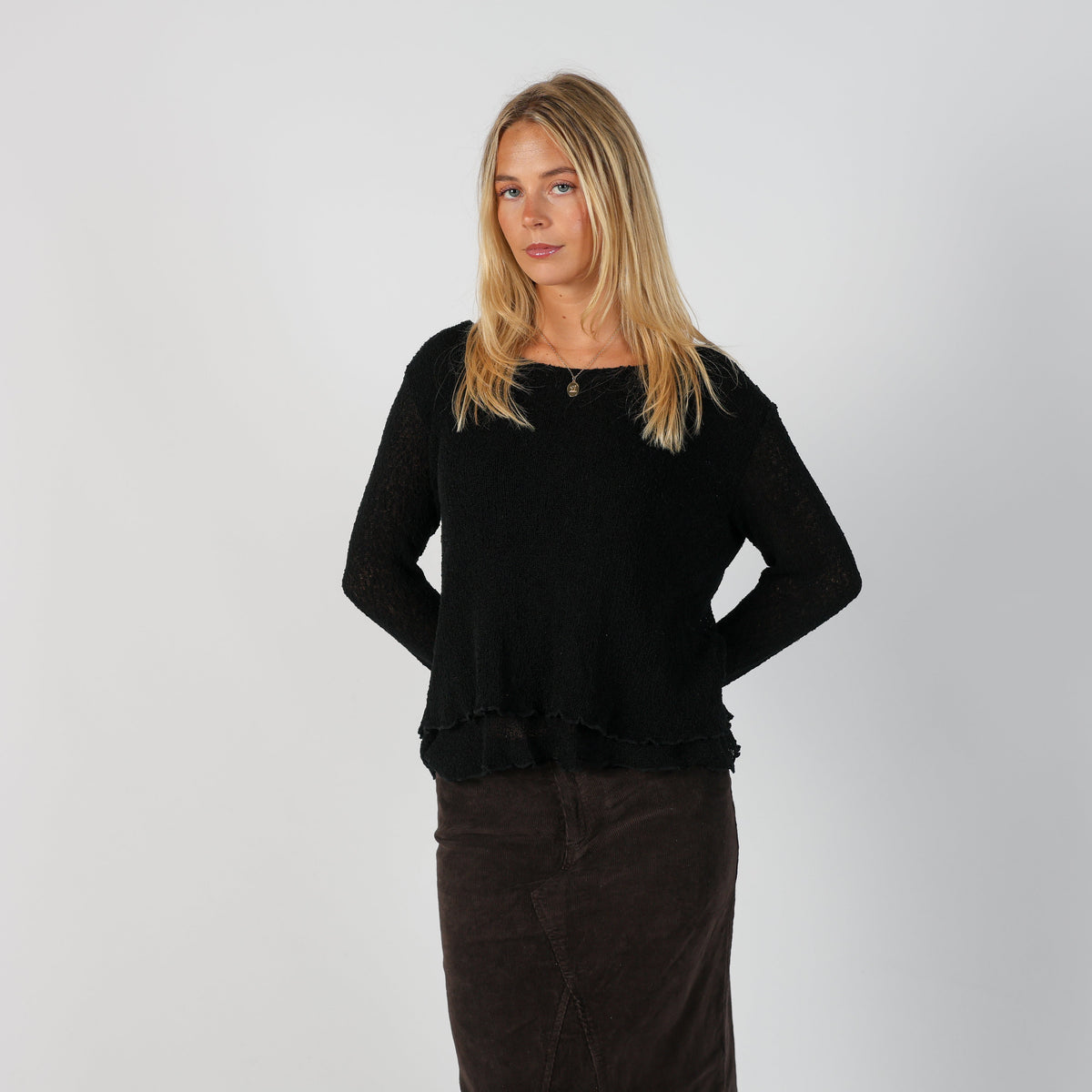 Black Y2K Mother Earth Knitted Top (M)