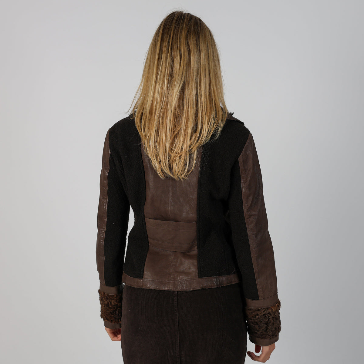 Brown Y2K W Les Femmes Leather Jacket (M)