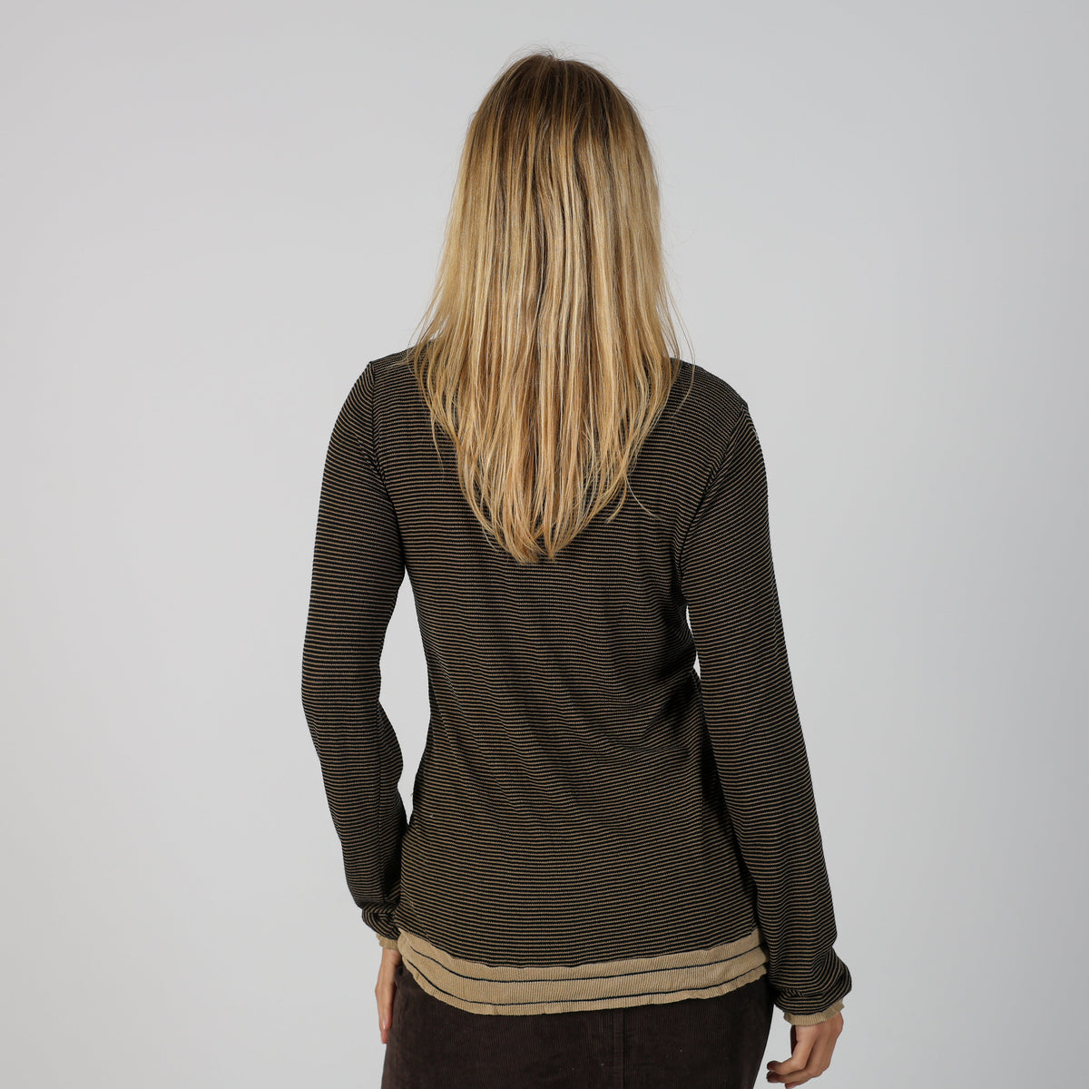 Beige Y2K Marlboro Classics Long Sleeve Top semi sheer (M)