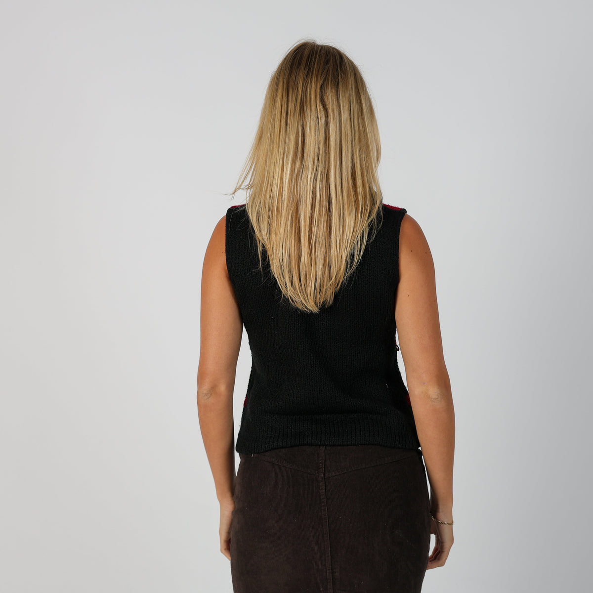 Red Y2K Knitted Vest (S)
