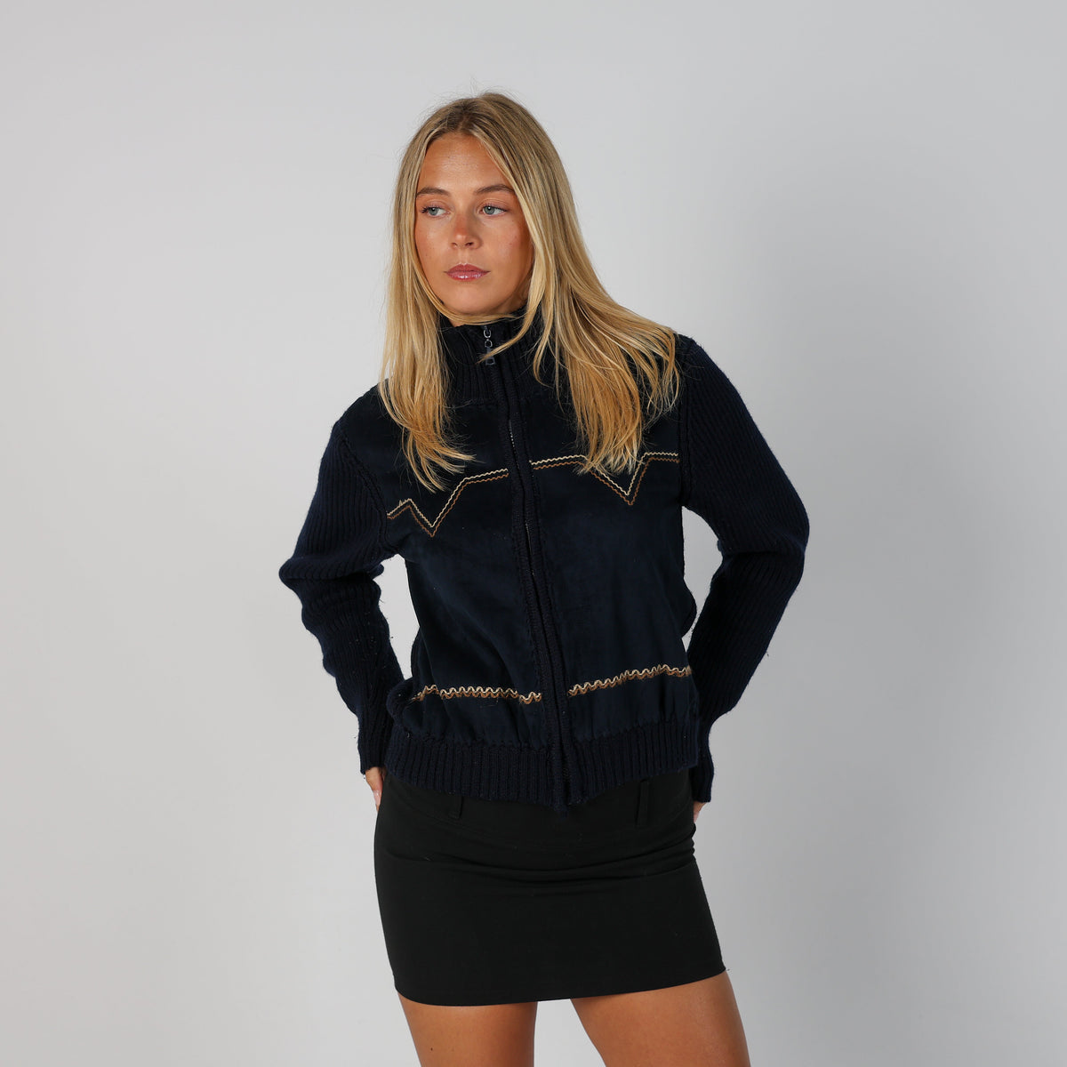 Navy Blue Y2K Made in Italy Knitted Jumper (M)