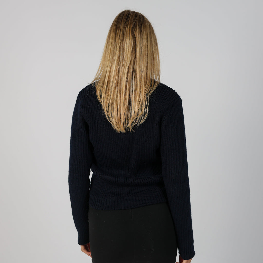 Navy Blue Y2K Made in Italy Knitted Jumper (M)