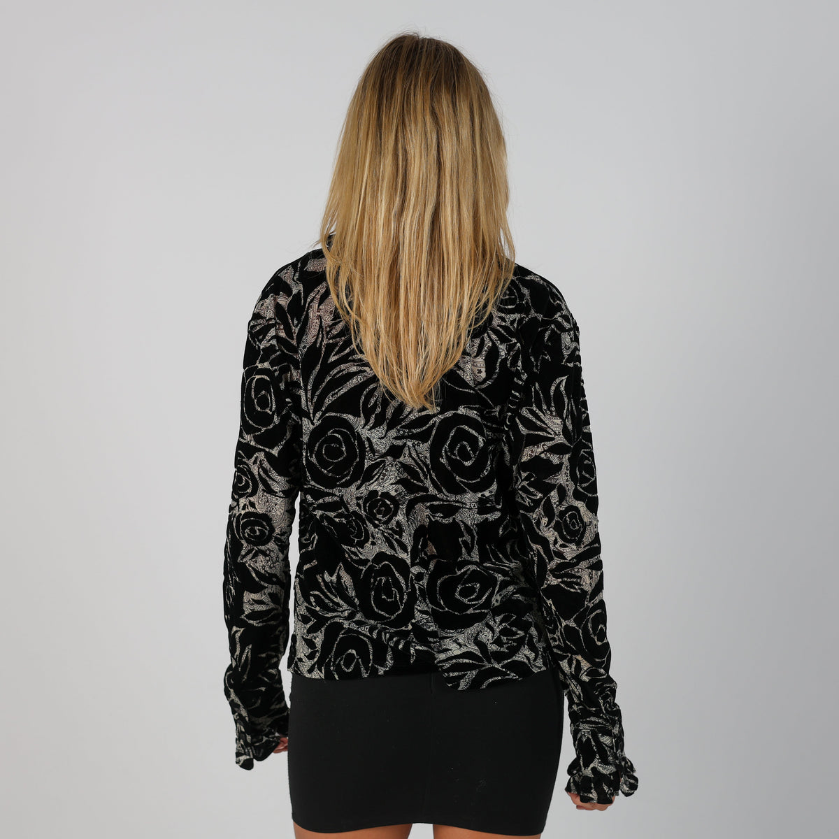 Black Y2K Ashley Brooke Blouse semi sheer (L)
