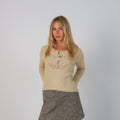 Beige Y2K Knitted Top (S)