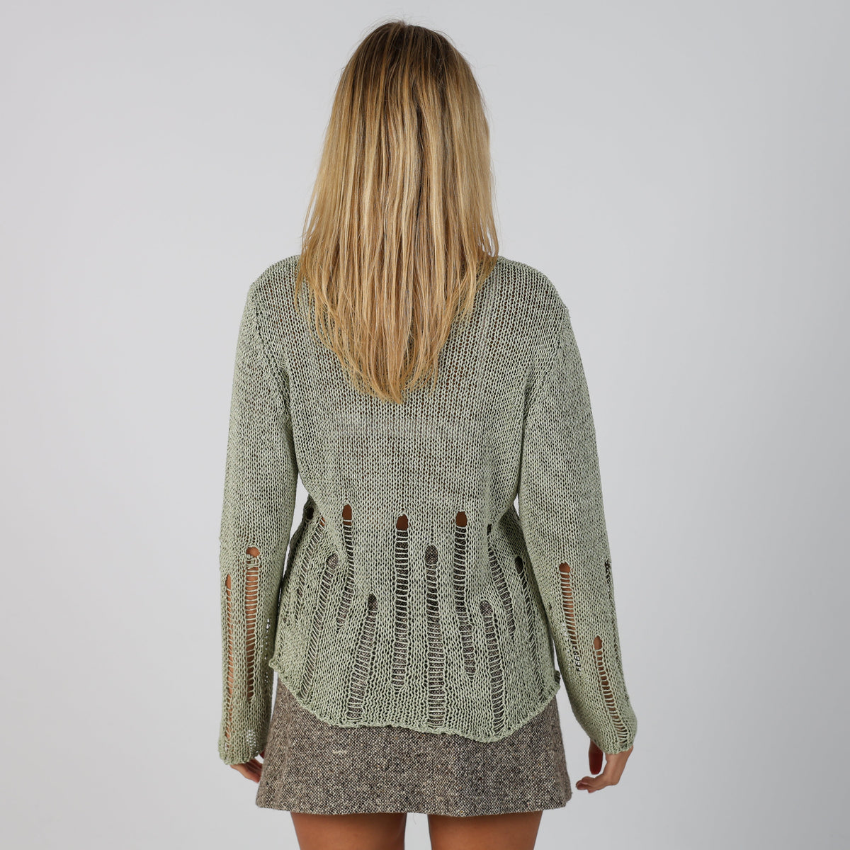 Light Green Y2K Knitted Top (L)