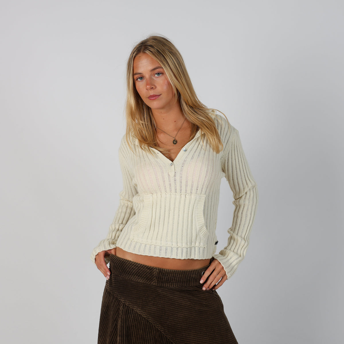 Cream Y2K Carrera Knitted Jumper (L)