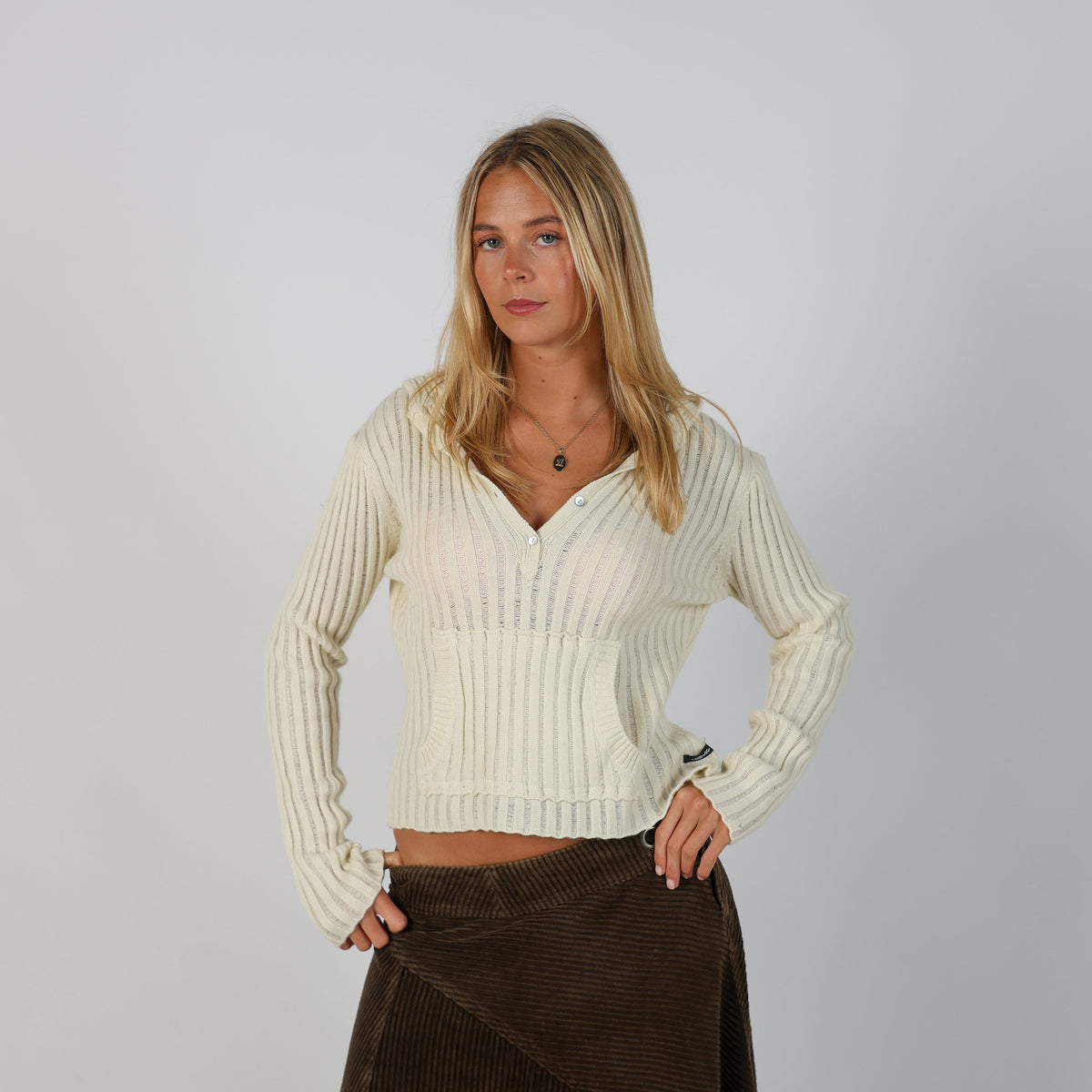 Cream Y2K Carrera Knitted Jumper (L)