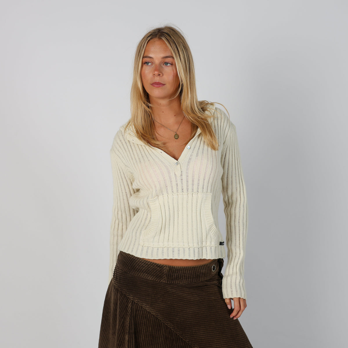 Cream Y2K Carrera Knitted Jumper (L)