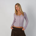 Lilac Purple Y2K Long Sleeve Top (S)