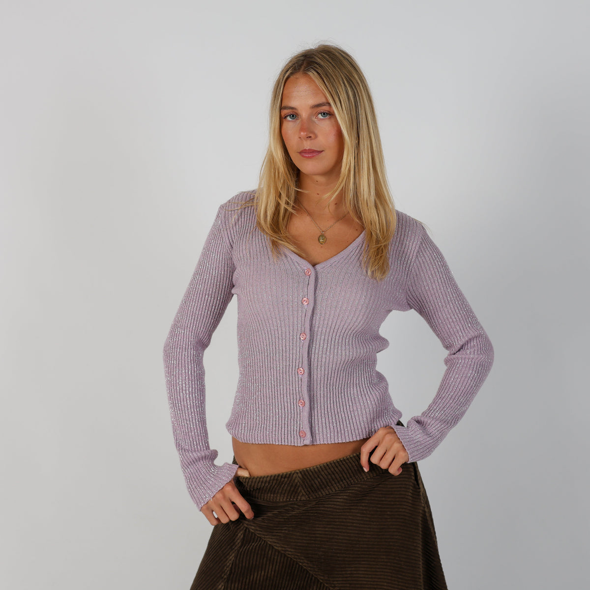 Lilac Purple Y2K Long Sleeve Top (S)