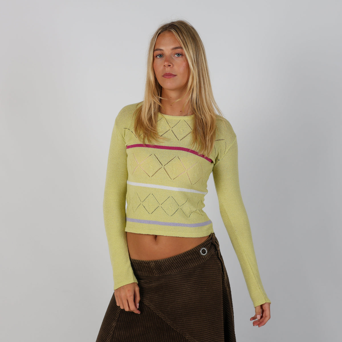 Light Green Y2K Disinvolta Long Sleeve Top (M)