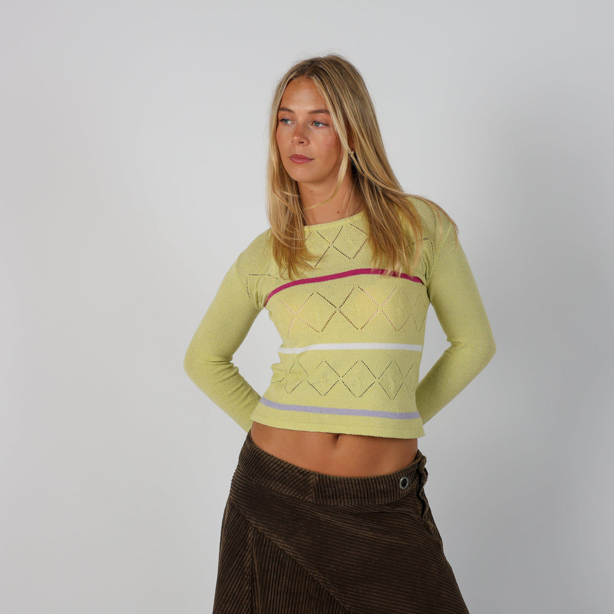 Light Green Y2K Disinvolta Long Sleeve Top (M)
