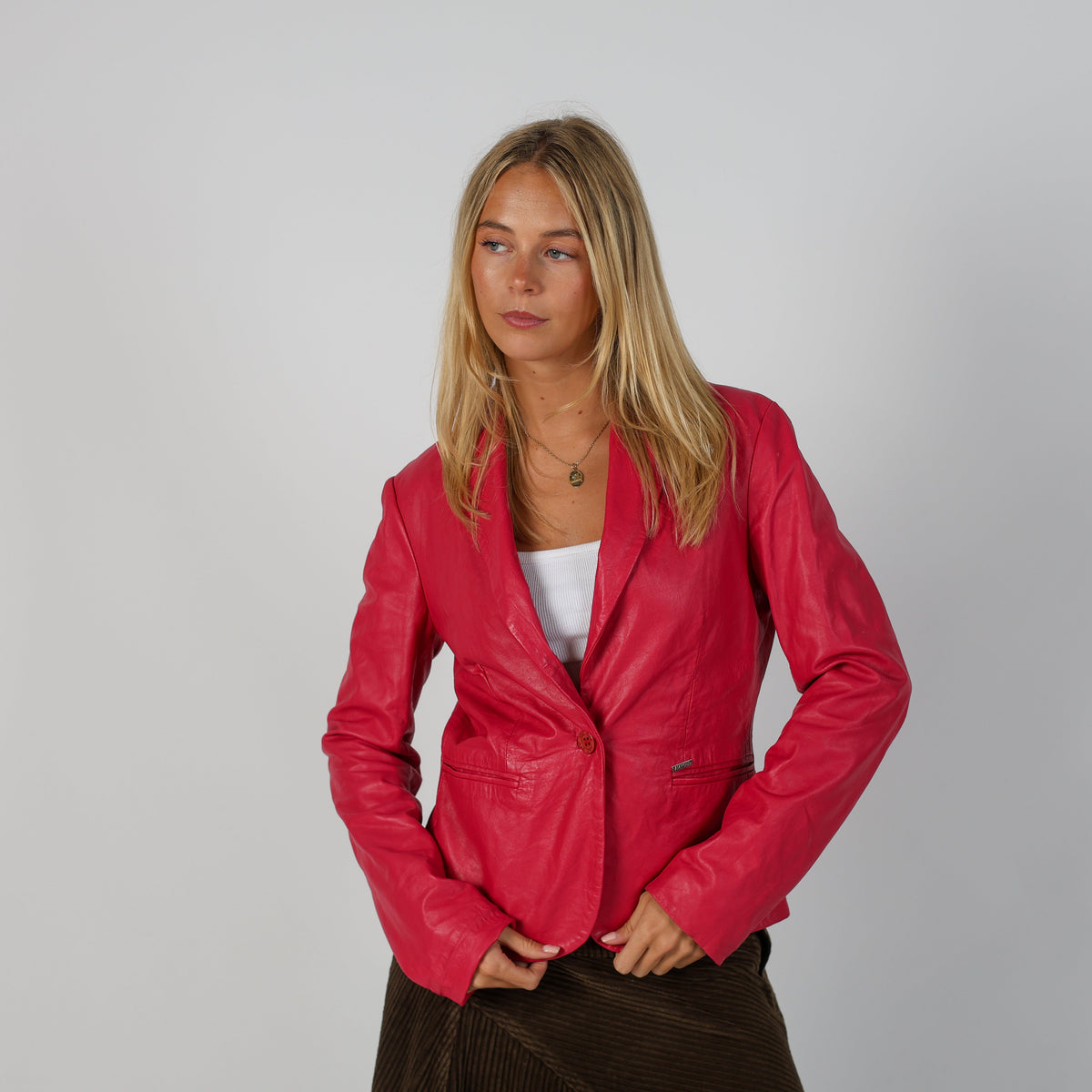 Pink Y2K Amy Gee Leather Jacket (M)