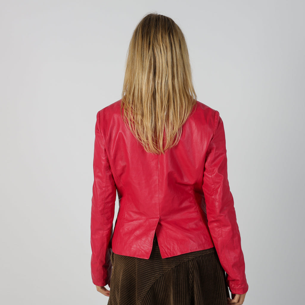 Pink Y2K Amy Gee Leather Jacket (M)