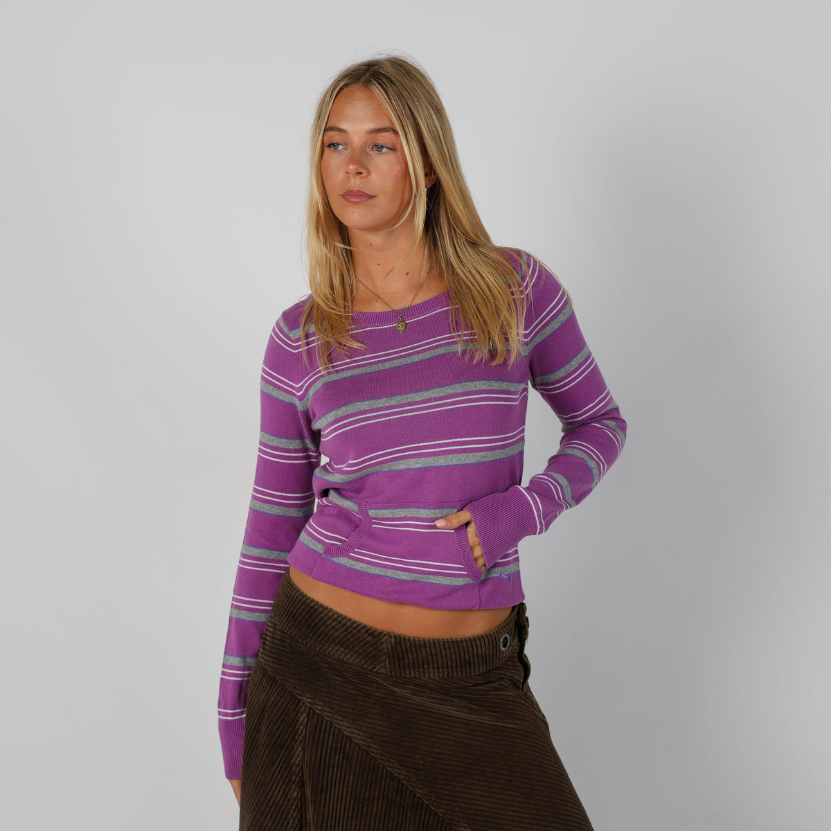 Purple Y2K Puma Long Sleeve Top (M)