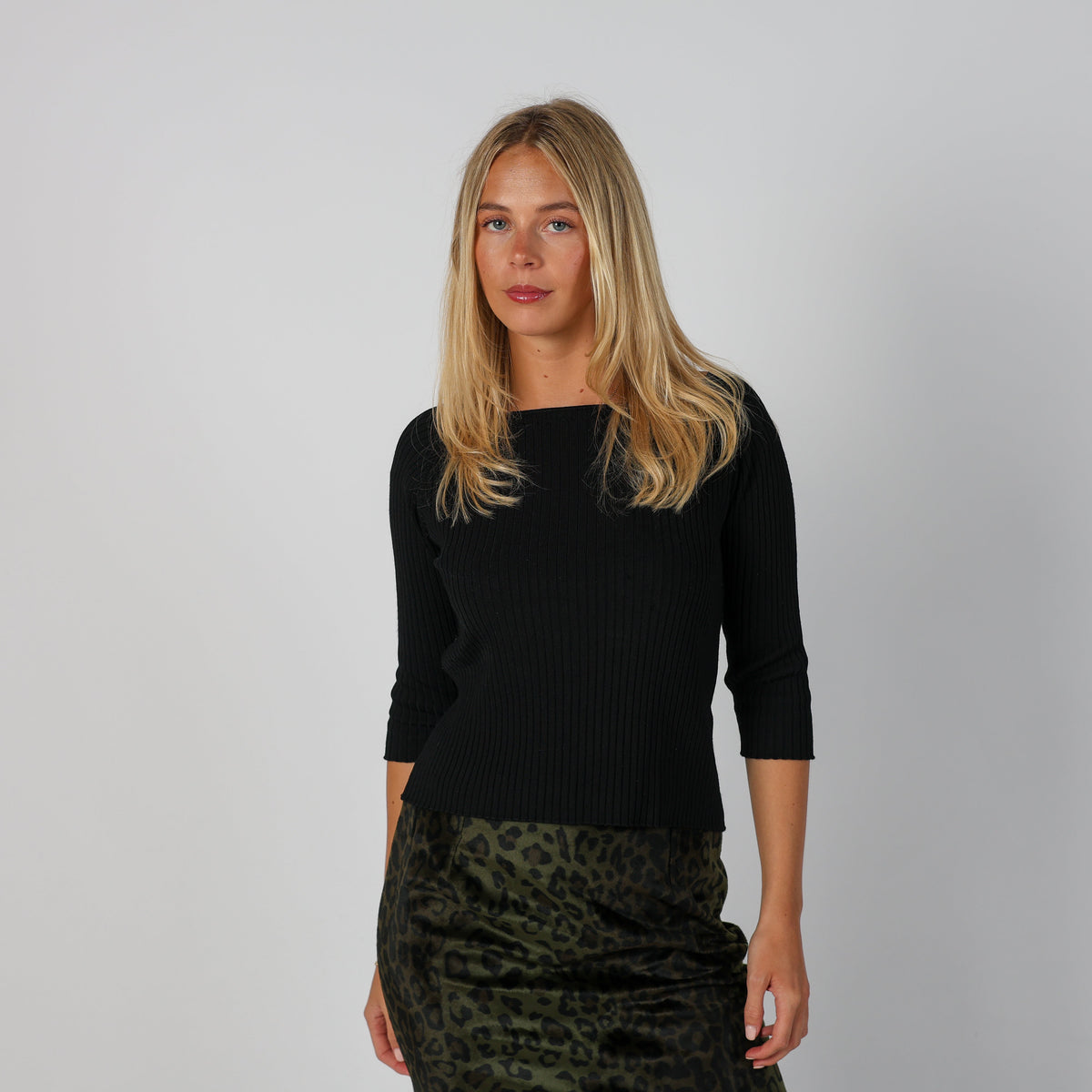 Black Y2K Long Sleeve Top 3/4 sleeves (S)